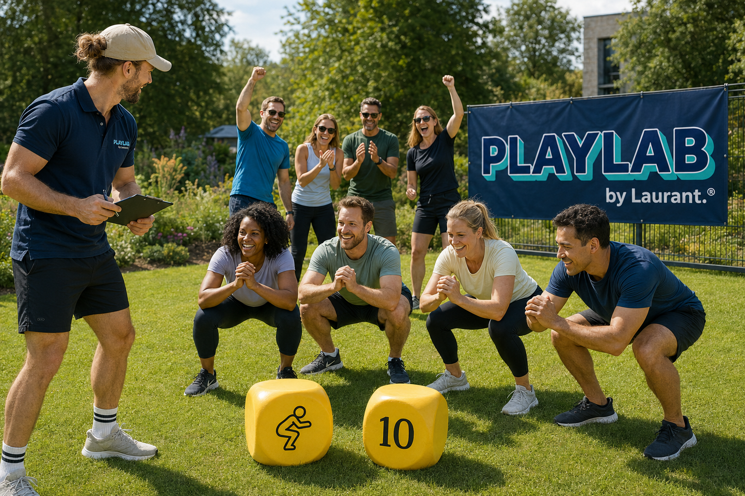 Volwassen team tijdens de PlayLab Dobbelchallenge